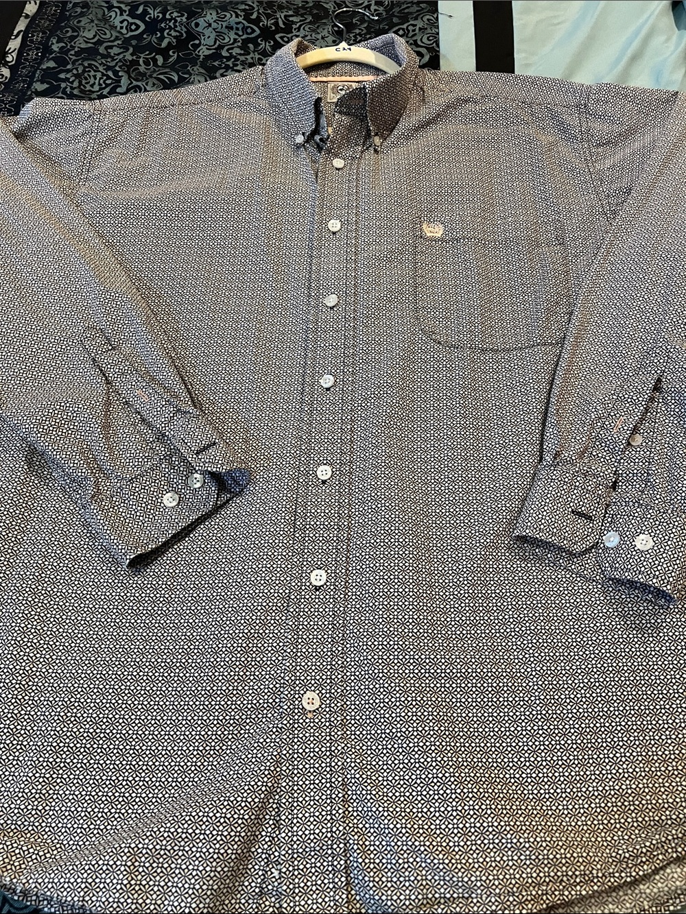 Cinch Men's Blue Micro-Pattern Button-Down Shirt - Picture 2 of 8